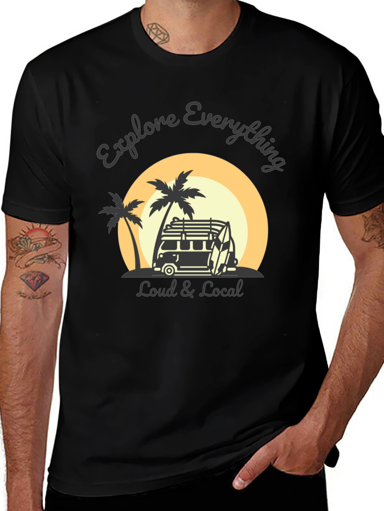 Explore Everything Loud & Local Black Graphic Tee