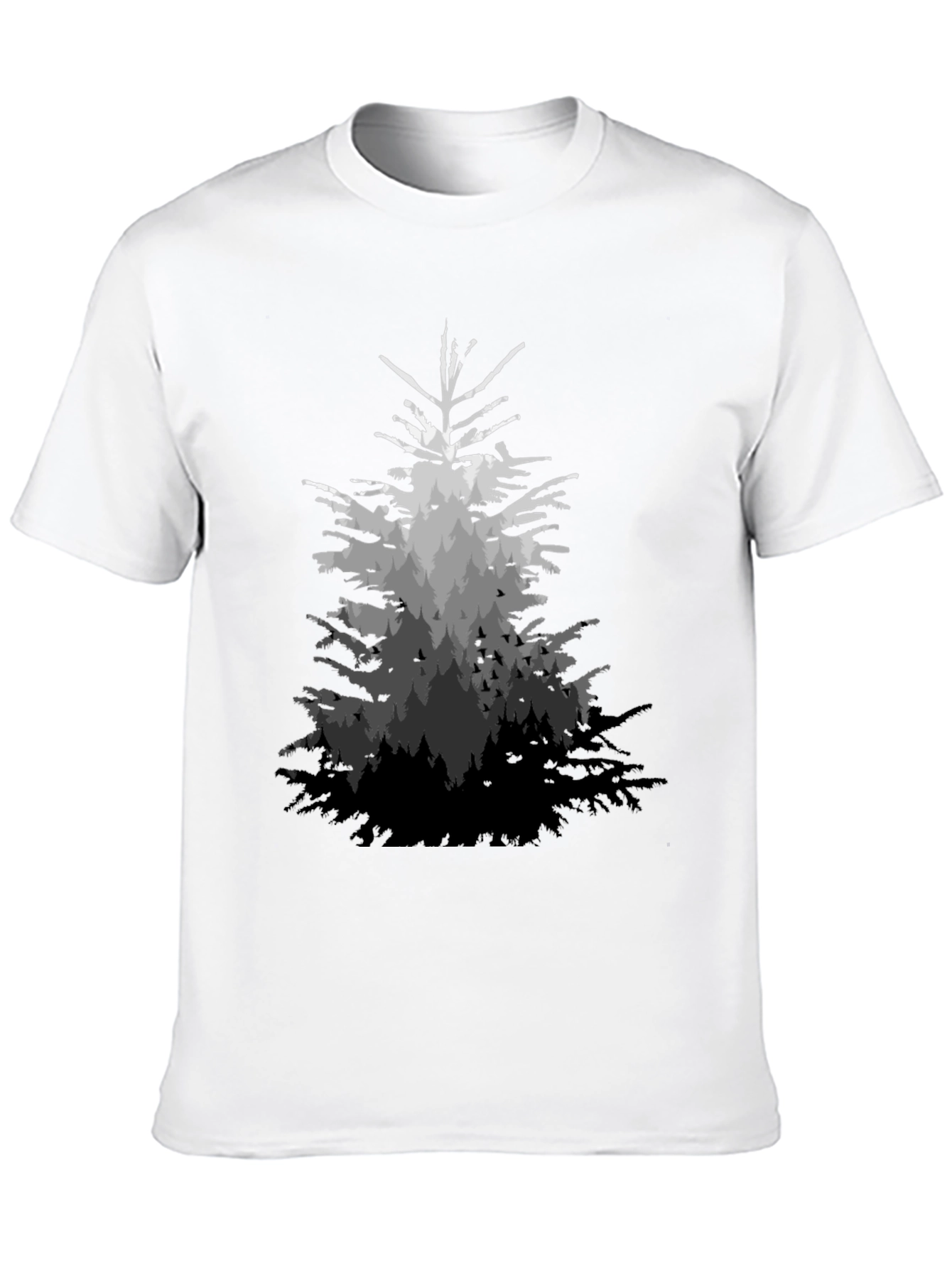 Mens Black T-Shirt with Forest Tree Graphic
