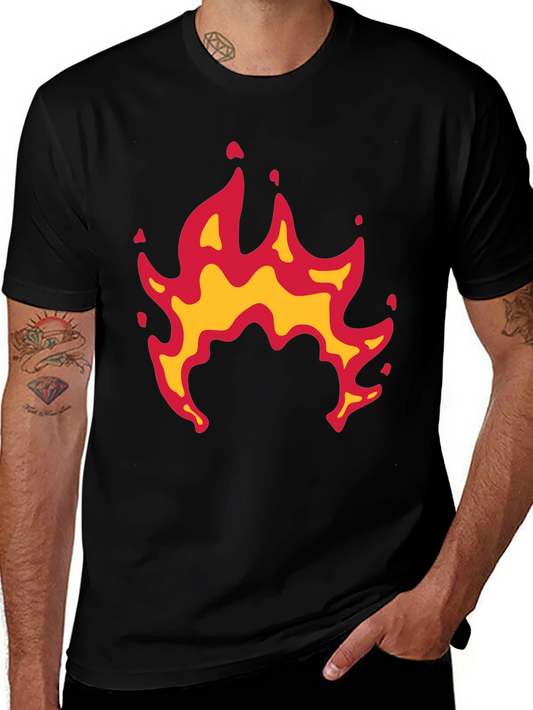 Fiery Flames Graphic Black Tee