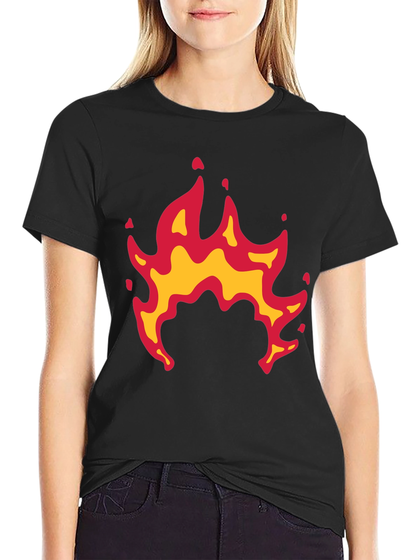 Fiery Flames Graphic Black Tee