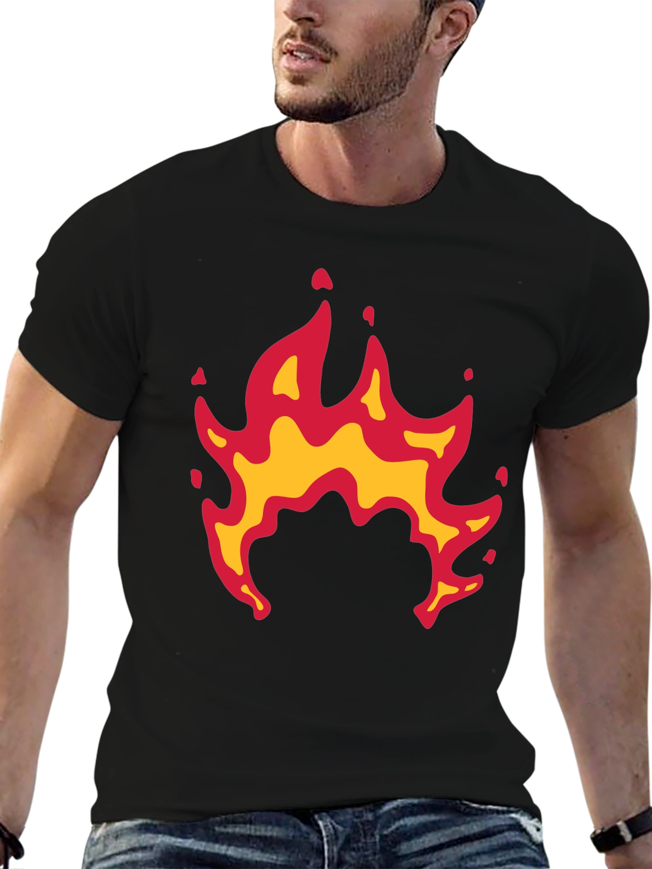 Fiery Flames Graphic Black Tee