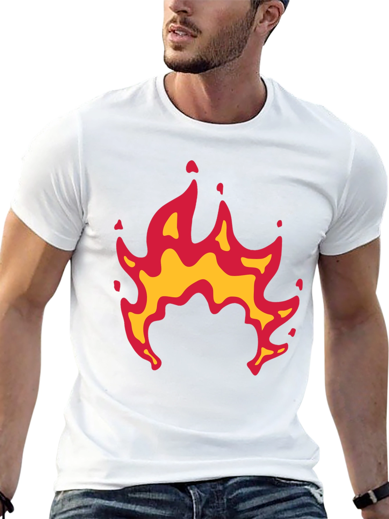 Fiery Flames Graphic Black Tee