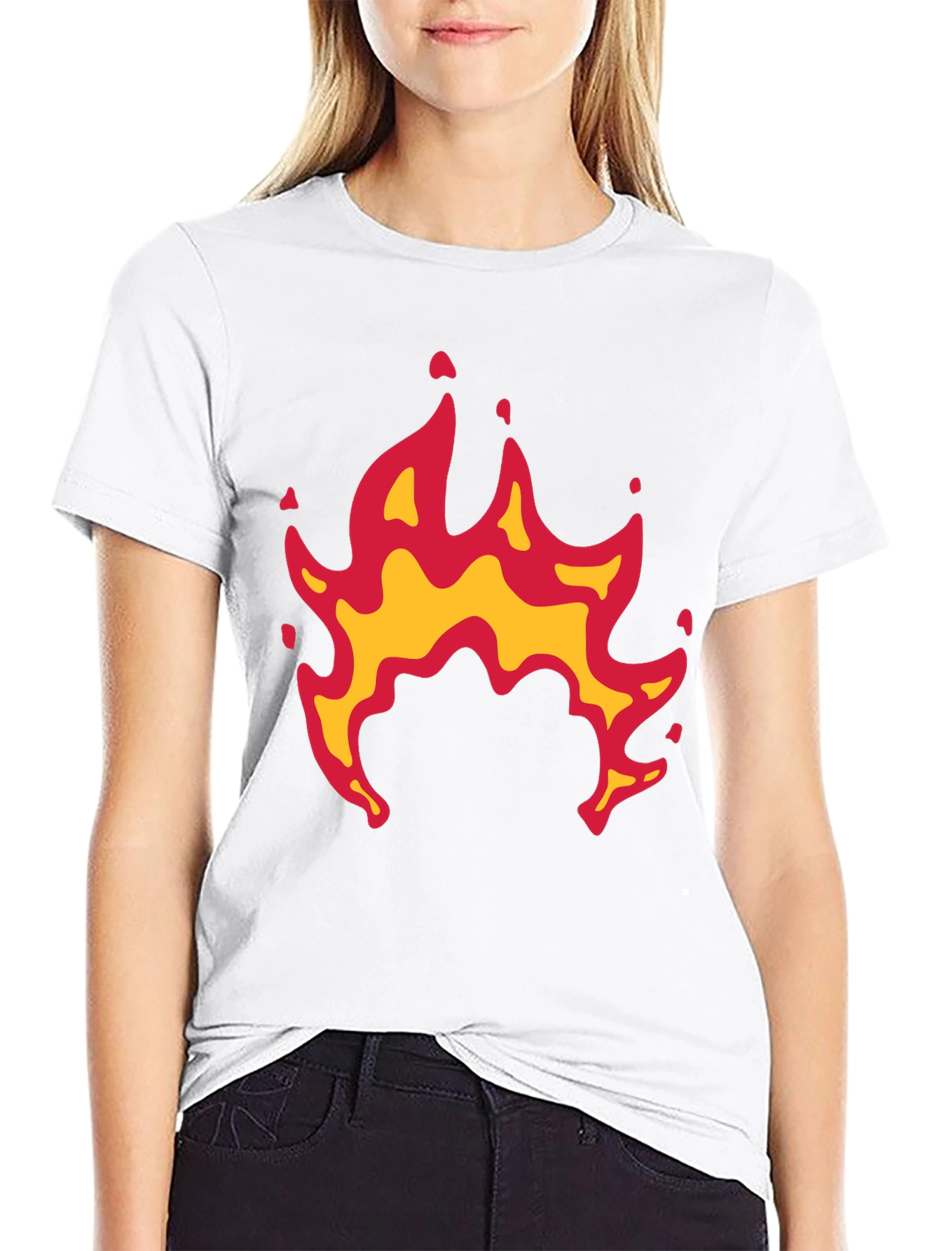 Fiery Flames Graphic Black Tee