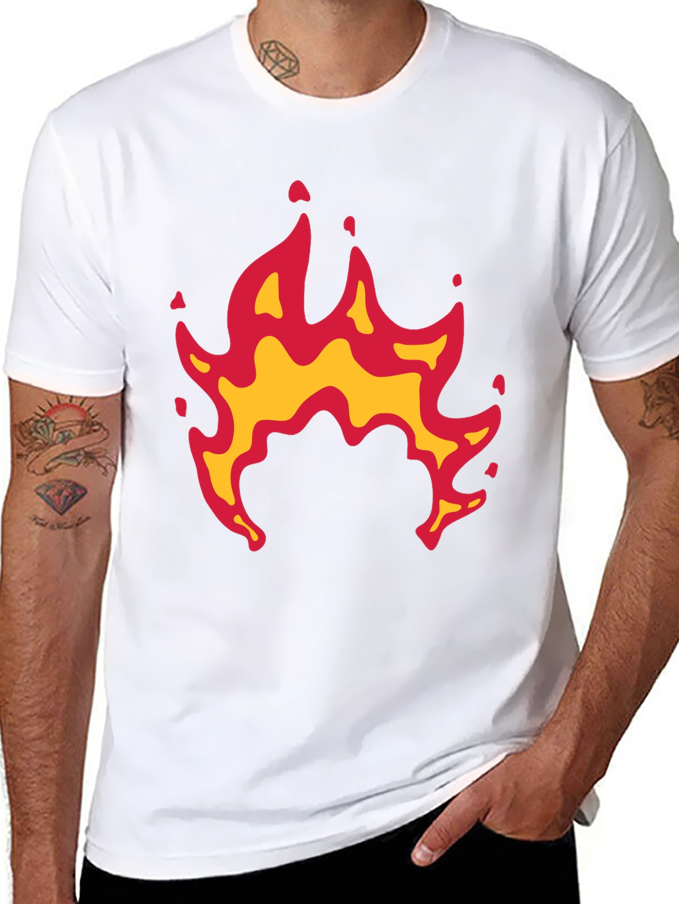 Fiery Flames Graphic Black Tee