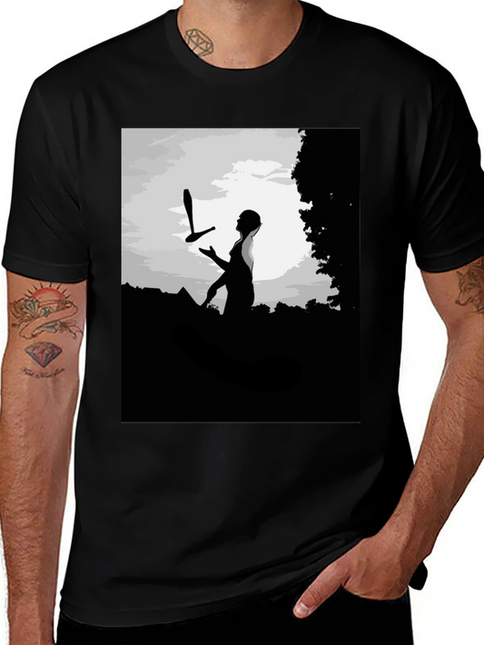 Juggling Act Graphic Tee - Stylish Black Cotton Shirt
