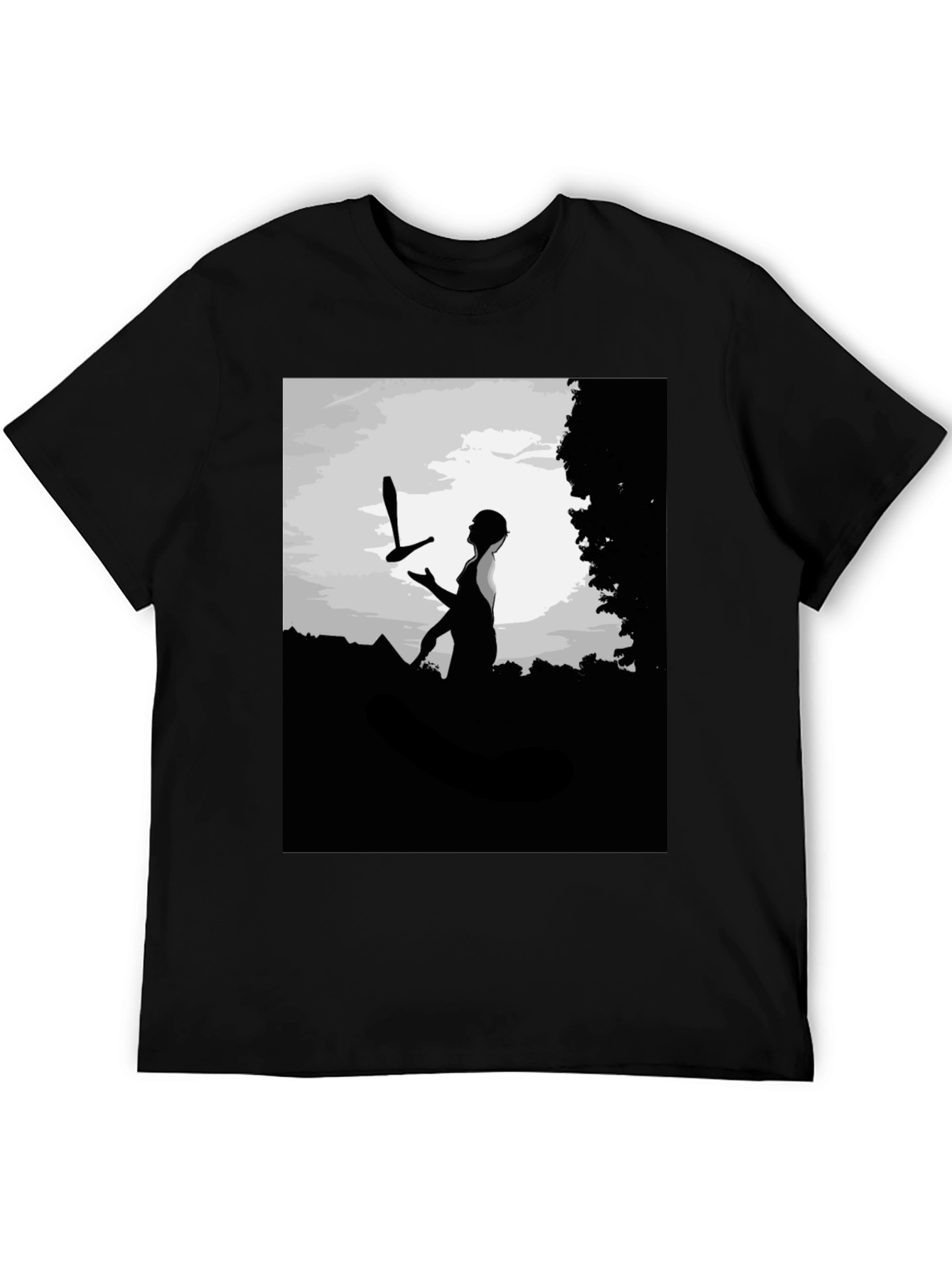 Juggling Act Graphic Tee - Stylish Black Cotton Shirt