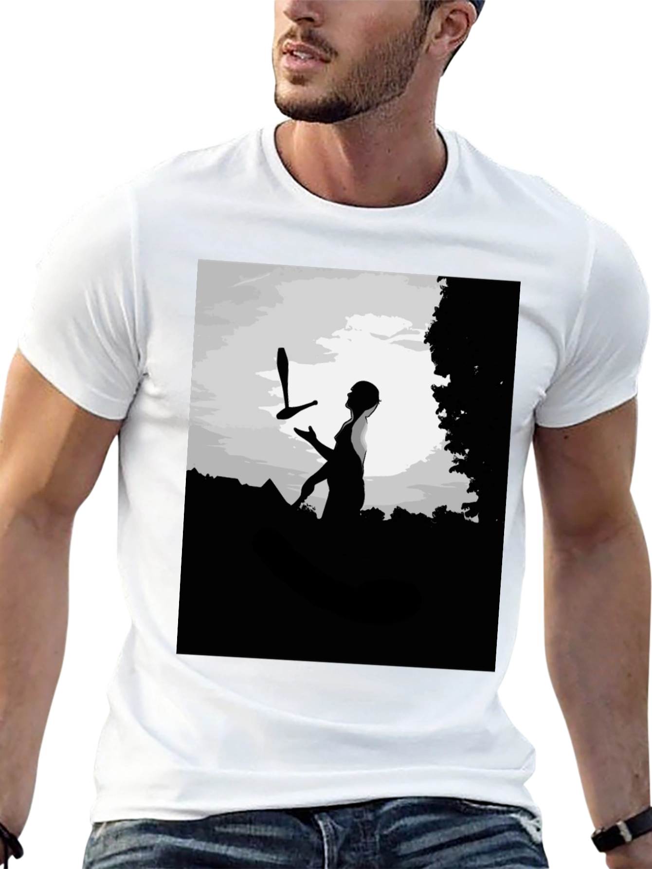 Juggling Act Graphic Tee - Stylish Black Cotton Shirt