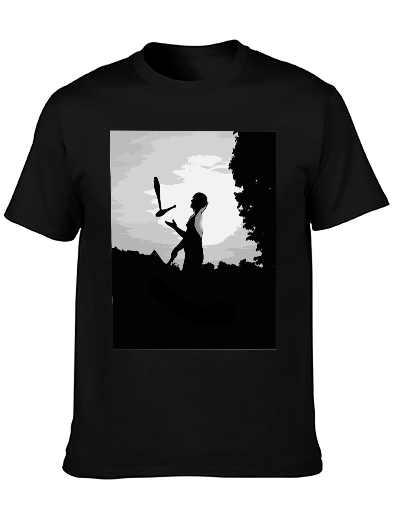 Juggling Act Graphic Tee - Stylish Black Cotton Shirt