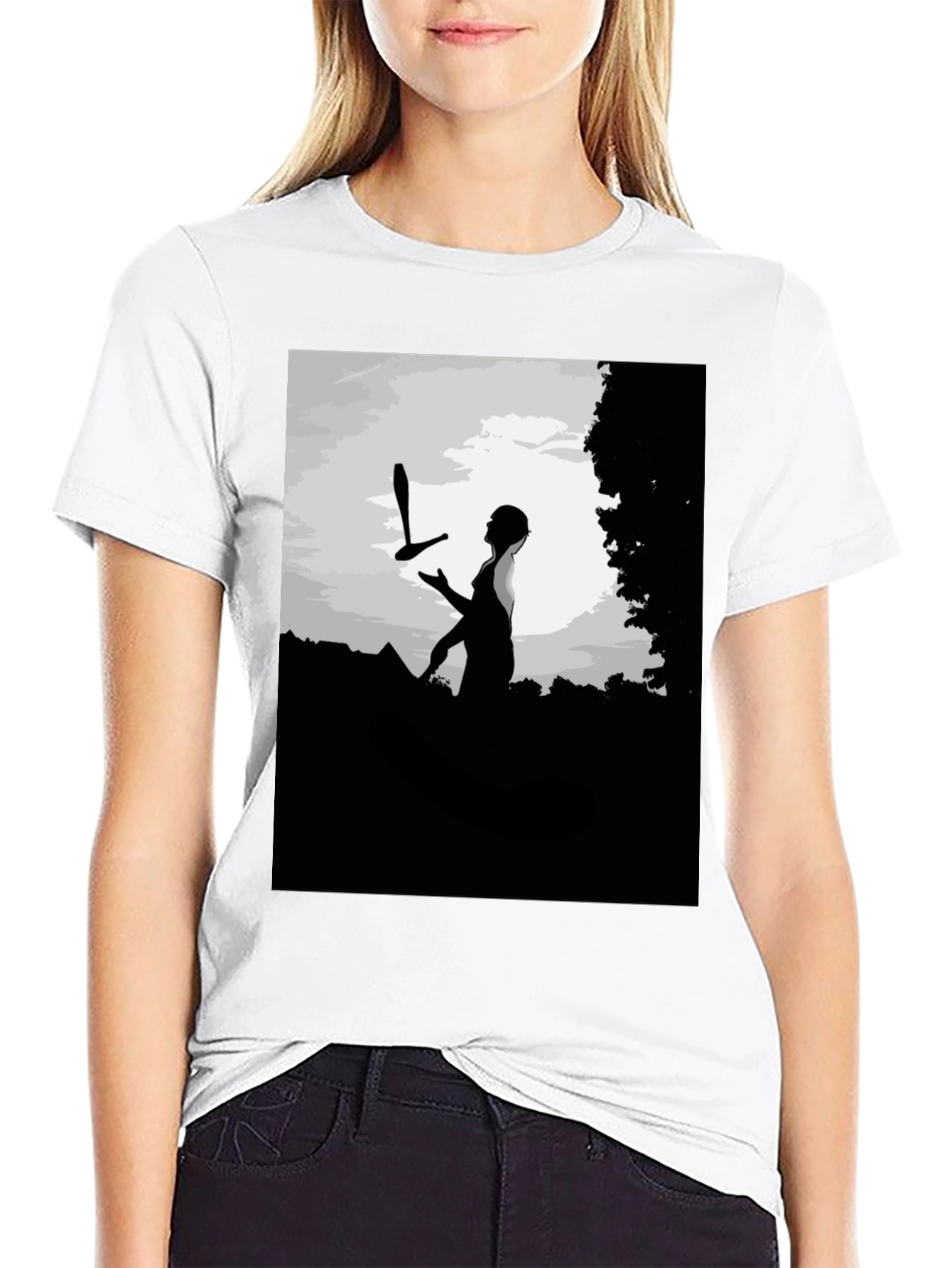 Juggling Act Graphic Tee - Stylish Black Cotton Shirt