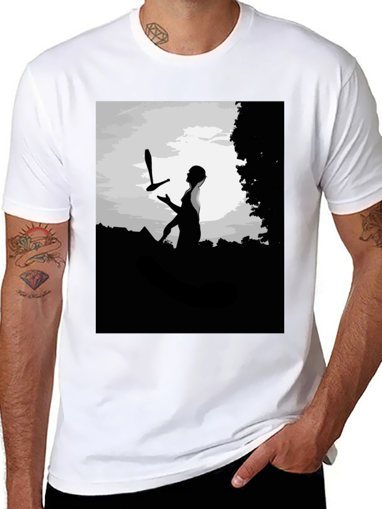 Juggling Act Graphic Tee - Stylish Black Cotton Shirt