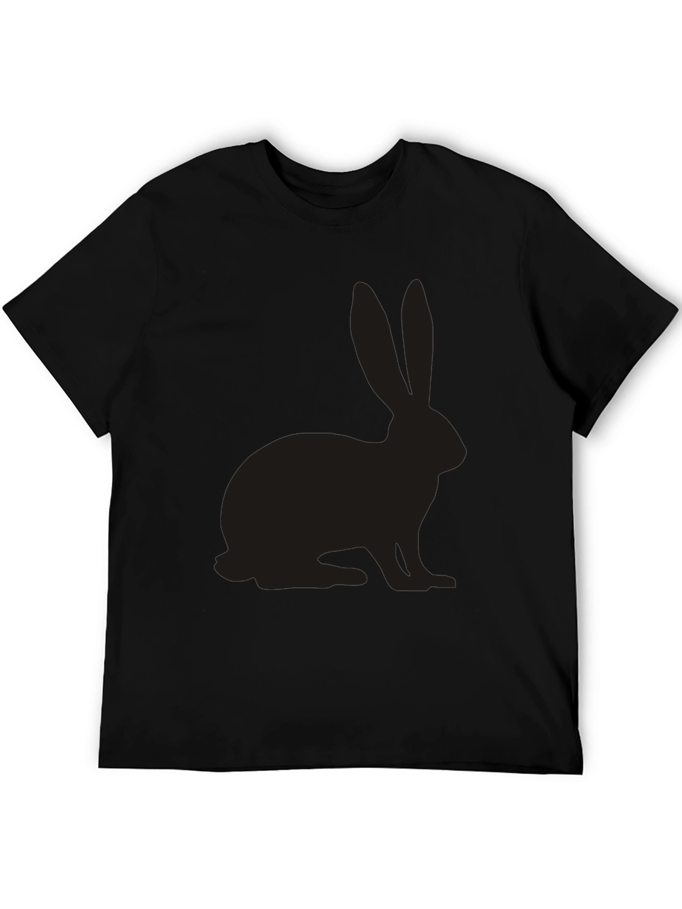 Mens Black T-Shirt with Rabbit Silhouette