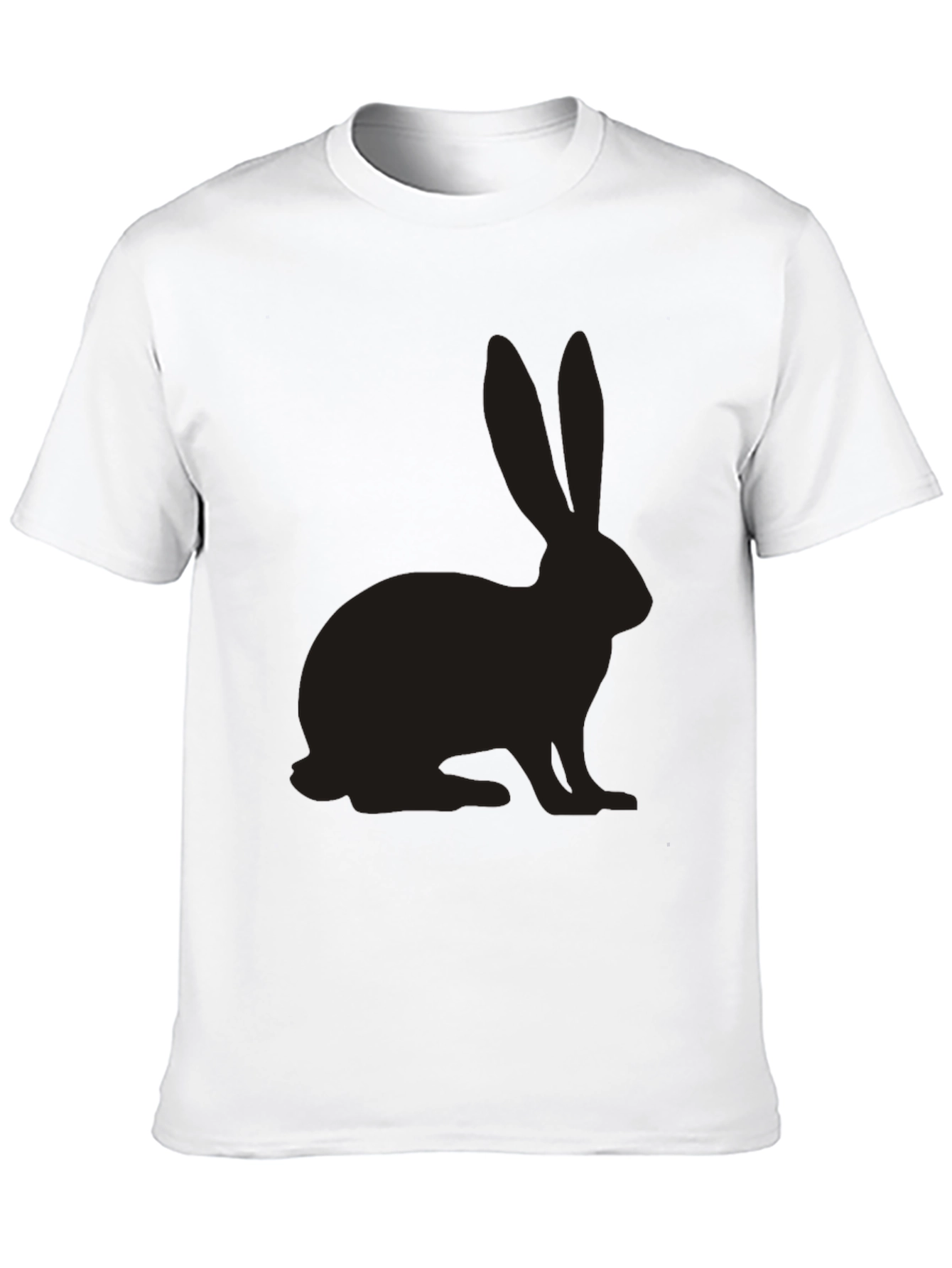 Mens Black T-Shirt with Rabbit Silhouette