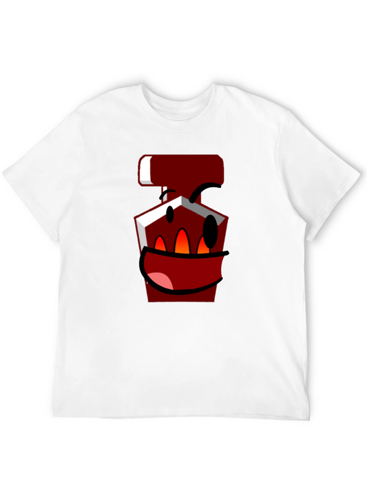 Funny Cartoon Character Graphic Tee - Black Cotton Blend