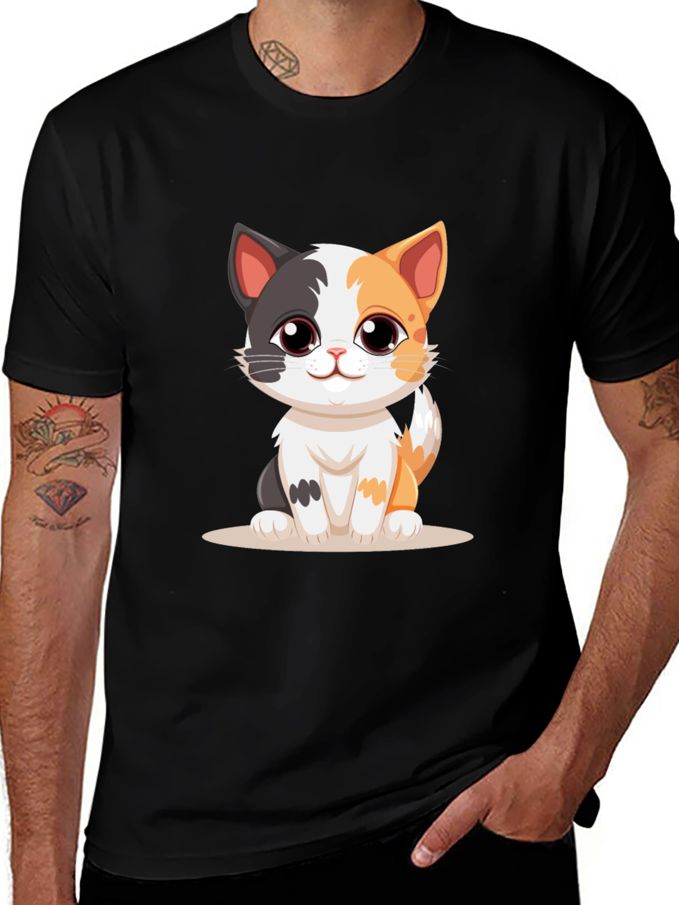Cute Kitten Black T-Shirt