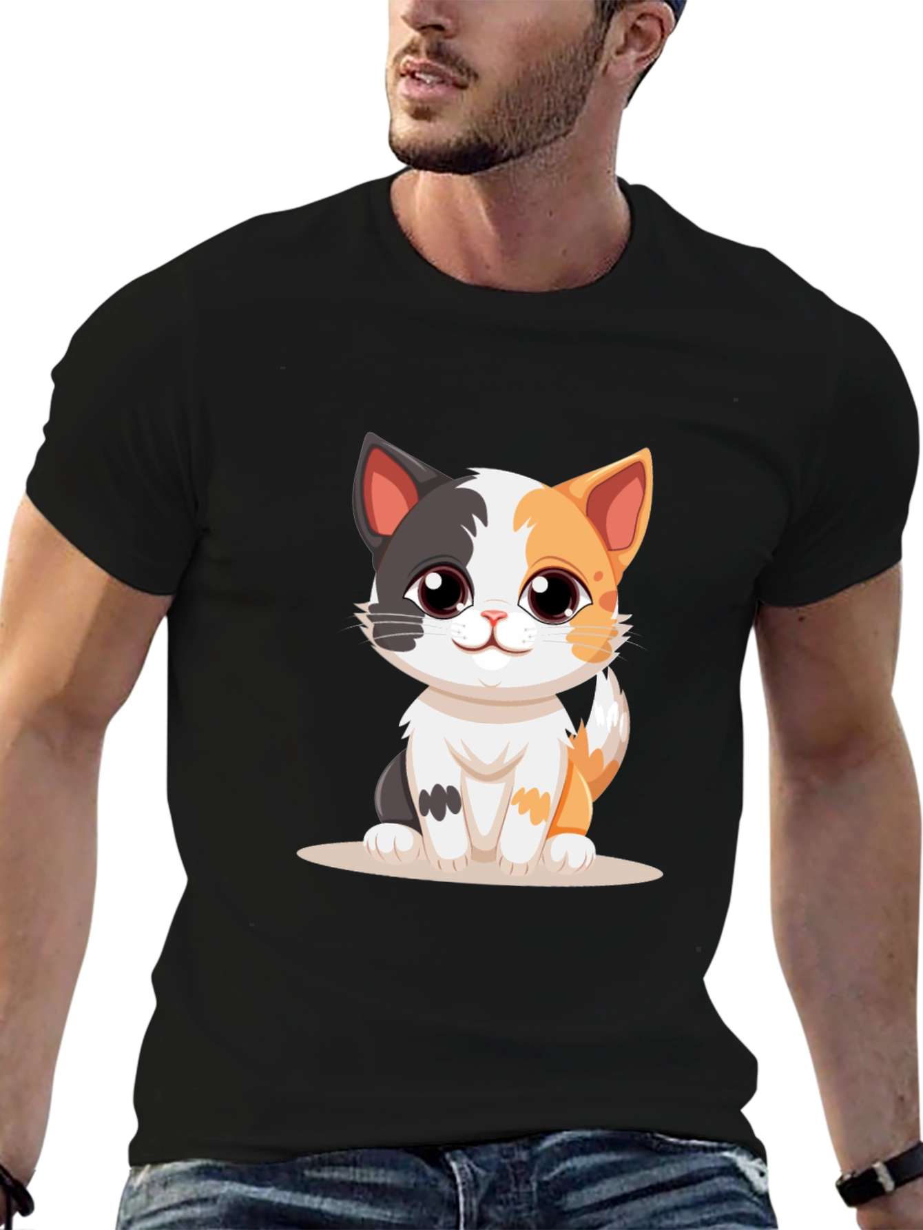 Cute Kitten Black T-Shirt