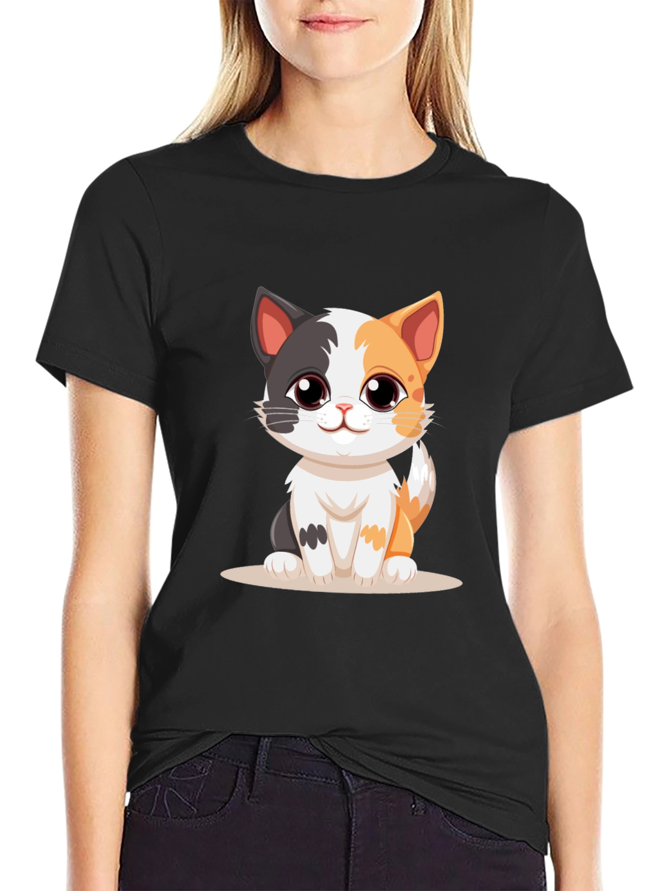 Cute Kitten Black T-Shirt
