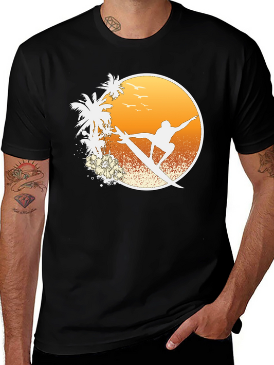 Surfer Sunset Graphic Tee - Beach Vibes T-Shirt