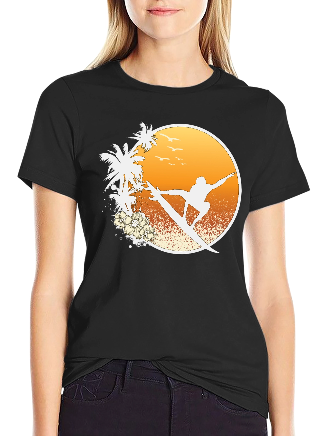 Surfer Sunset Graphic Tee - Beach Vibes T-Shirt