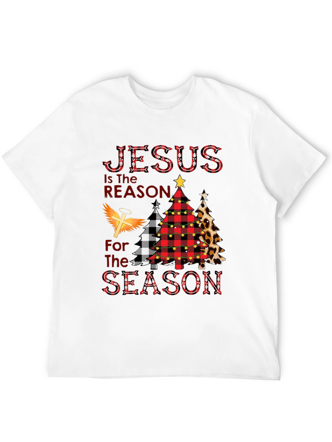Jesus is the Reason Plaid Christmas Tree T-Shirt