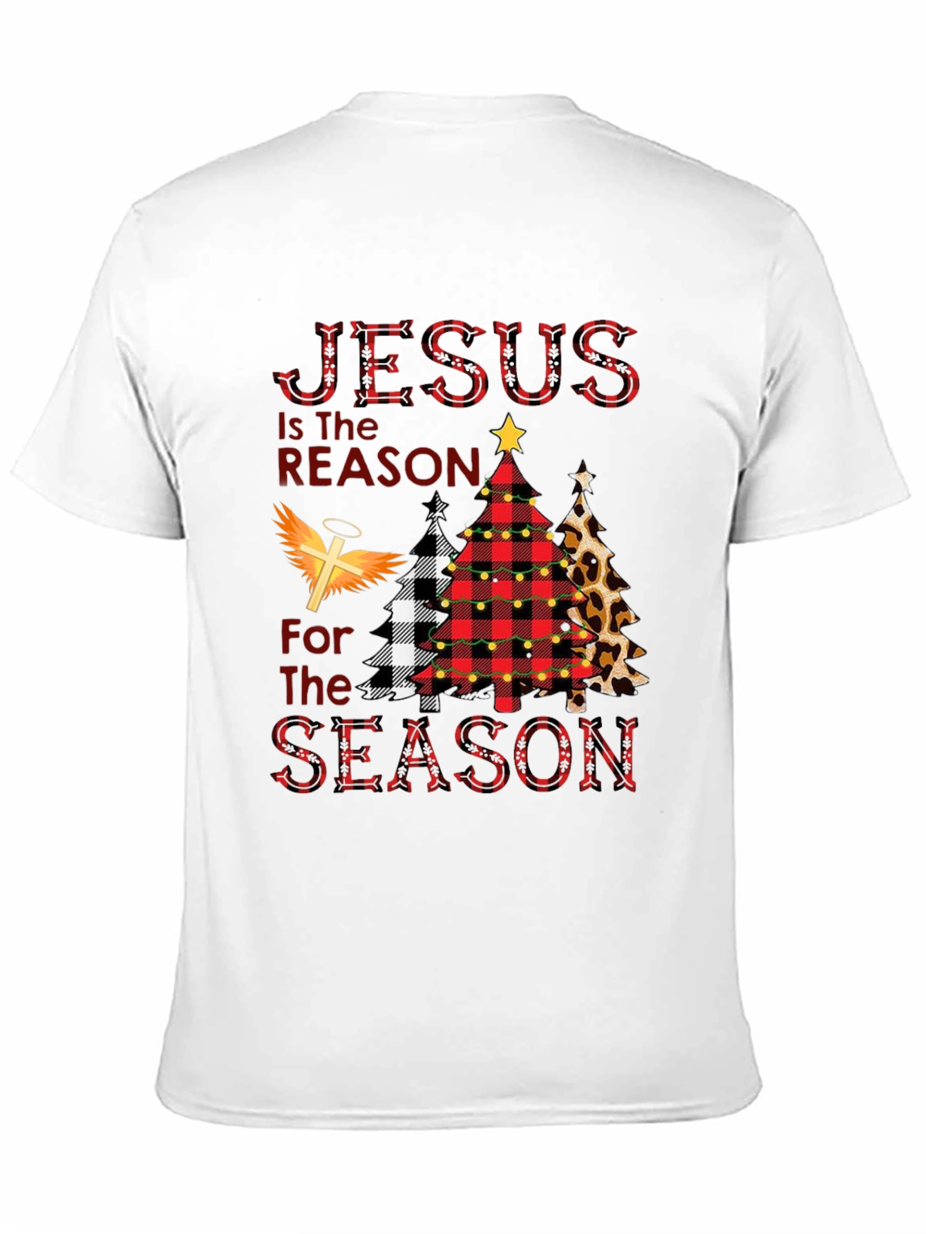Jesus is the Reason Plaid Christmas Tree T-Shirt