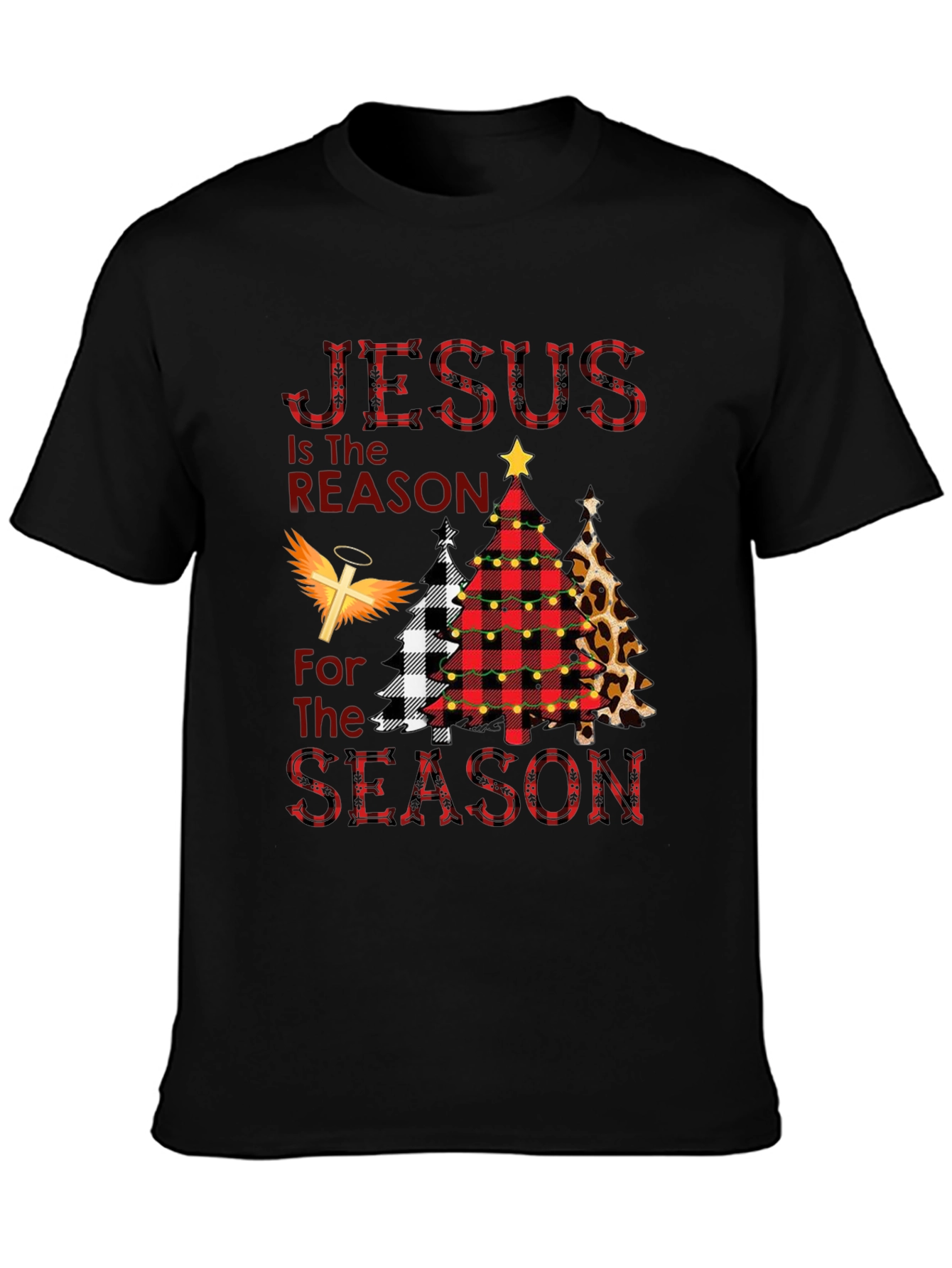 Jesus is the Reason Plaid Christmas Tree T-Shirt