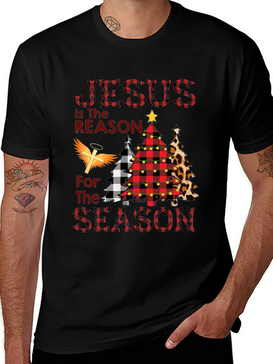 Jesus is the Reason Plaid Christmas Tree T-Shirt