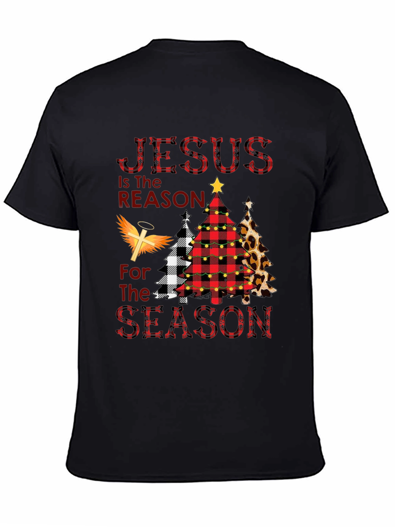 Jesus is the Reason Plaid Christmas Tree T-Shirt