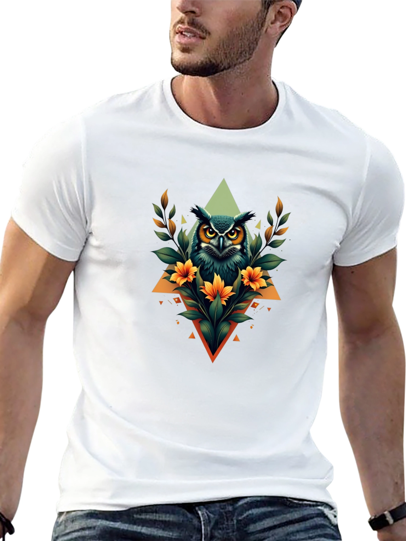 Owl Graphic Print Black T-Shirt