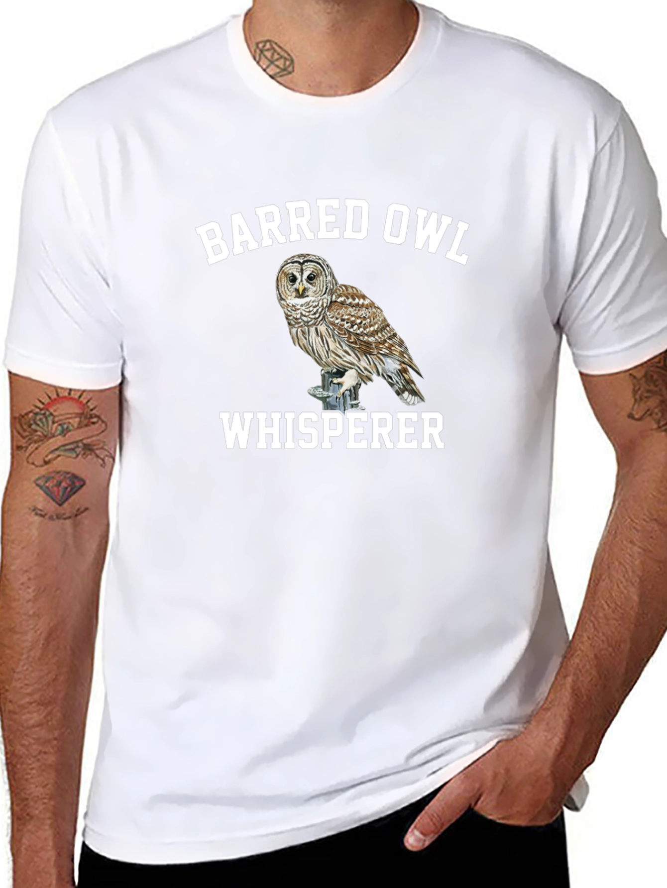 Barred Owl Whisperer Black T-Shirt