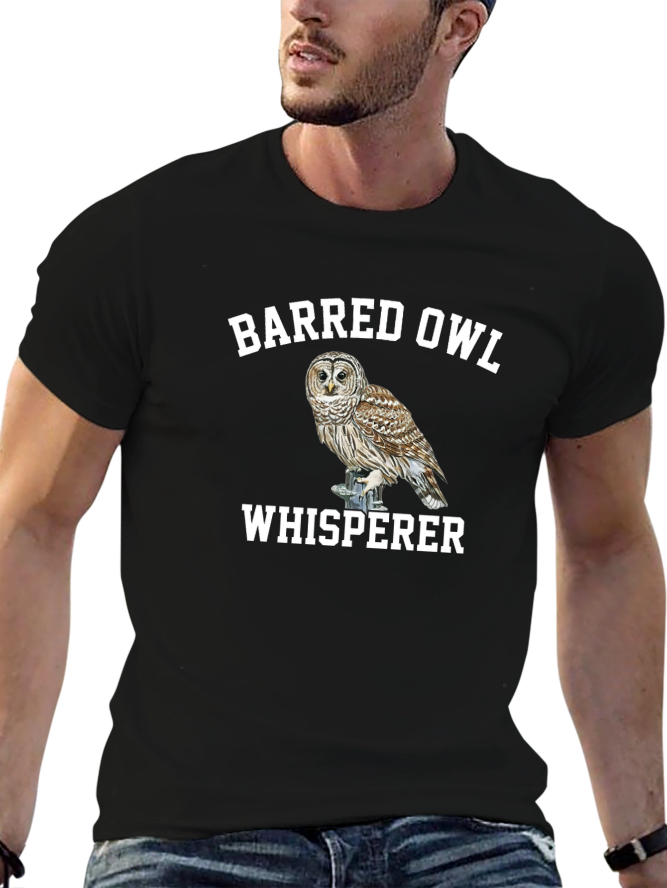 Barred Owl Whisperer Black T-Shirt