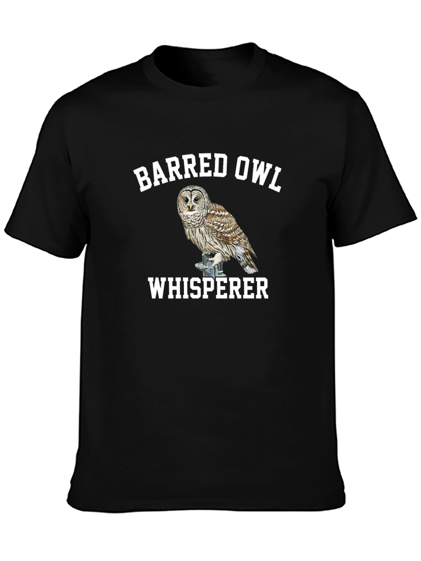 Barred Owl Whisperer Black T-Shirt