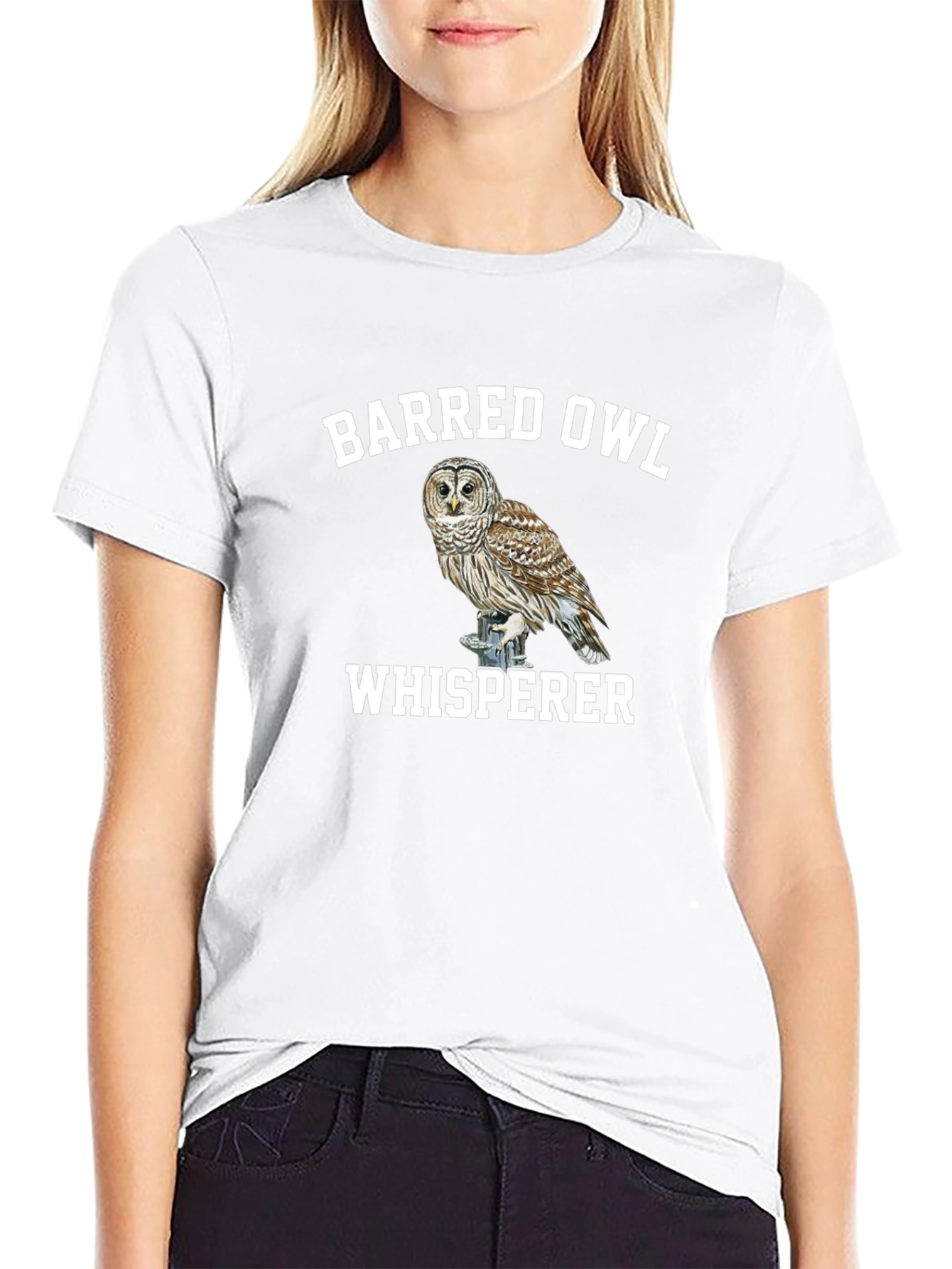 Barred Owl Whisperer Black T-Shirt