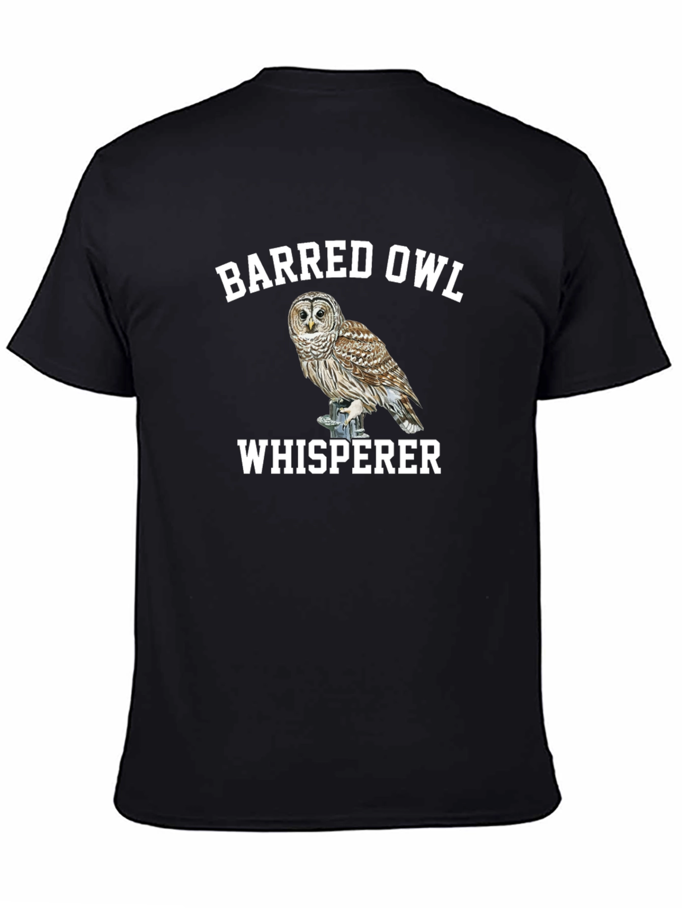 Barred Owl Whisperer Black T-Shirt