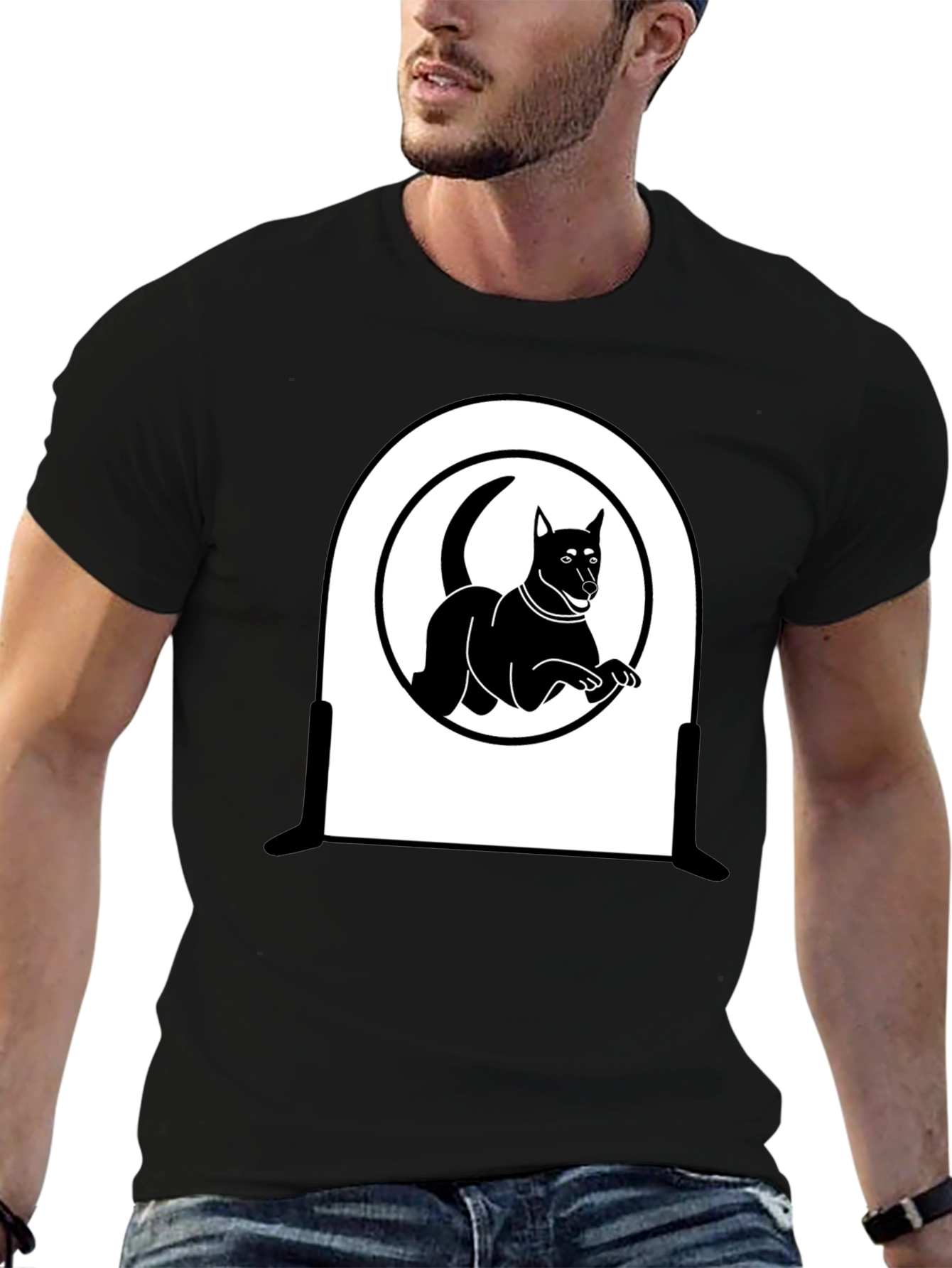 Dog Silhouette T-Shirt - Sleek Black Design