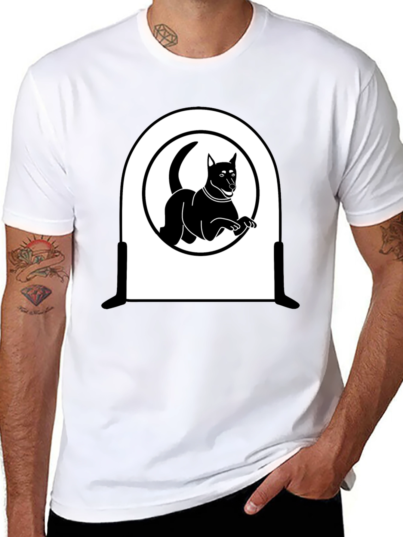 Dog Silhouette T-Shirt - Sleek Black Design