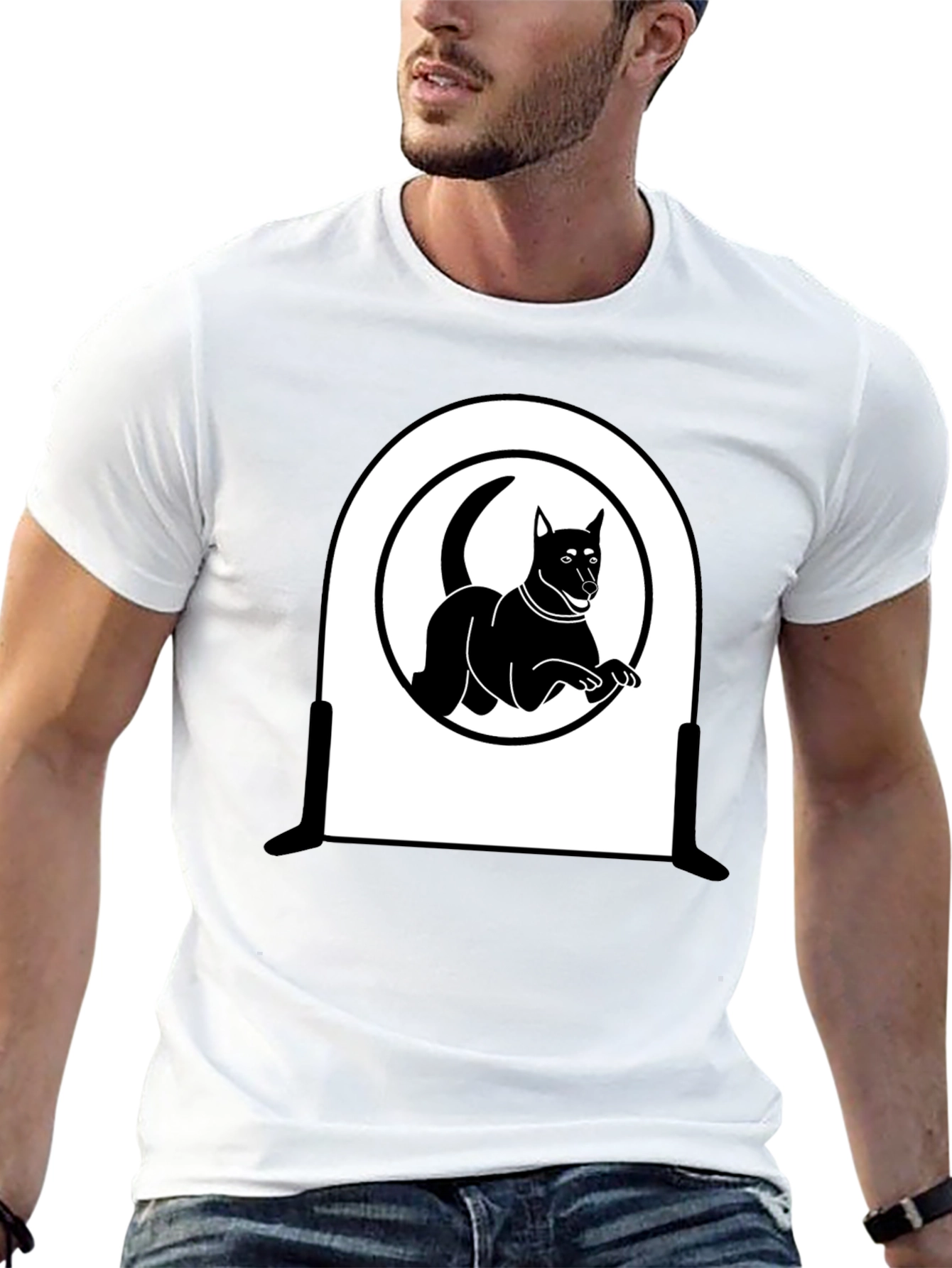 Dog Silhouette T-Shirt - Sleek Black Design