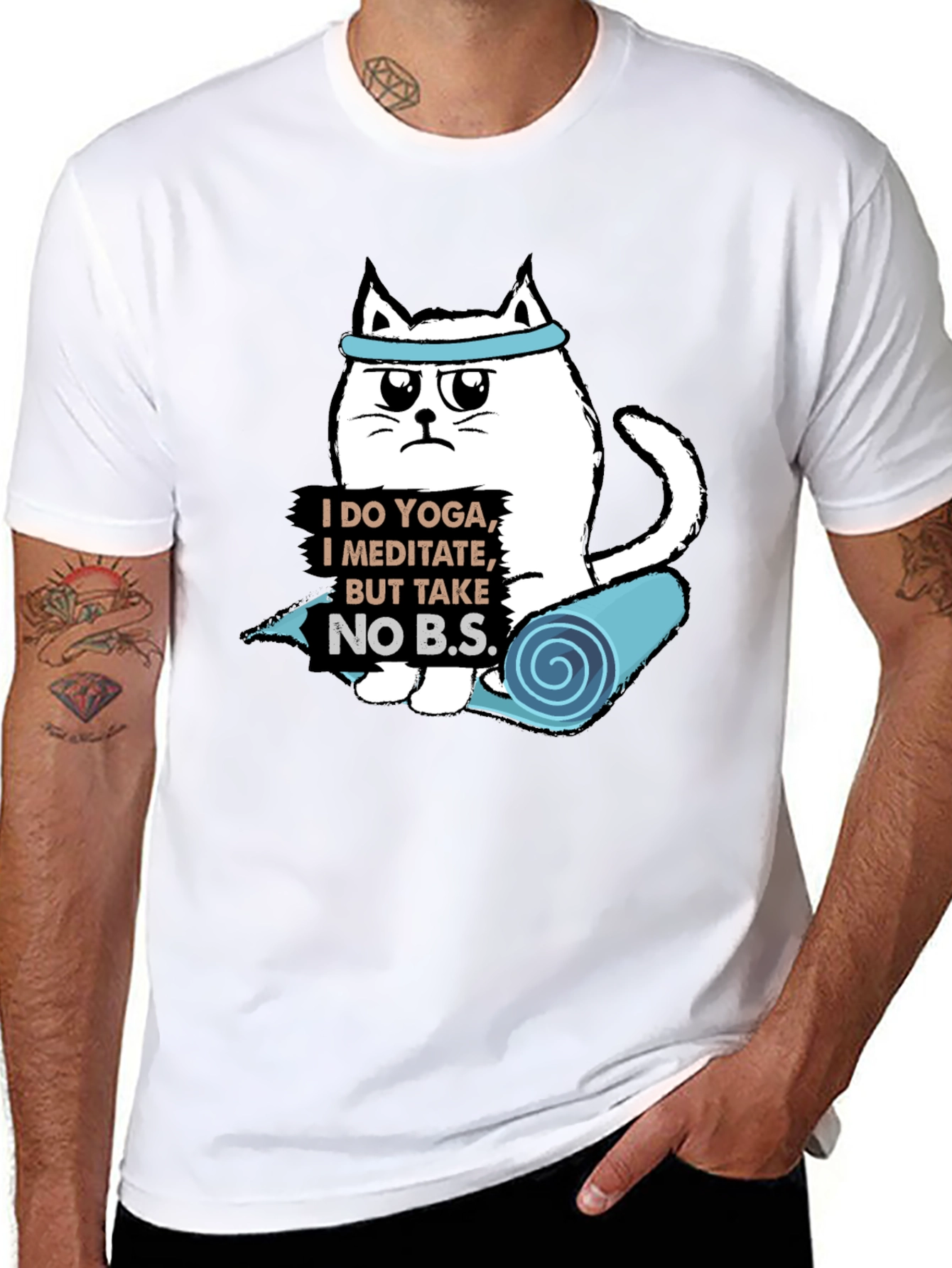 Yoga Cat T-Shirt: Meditate & Take No BS!