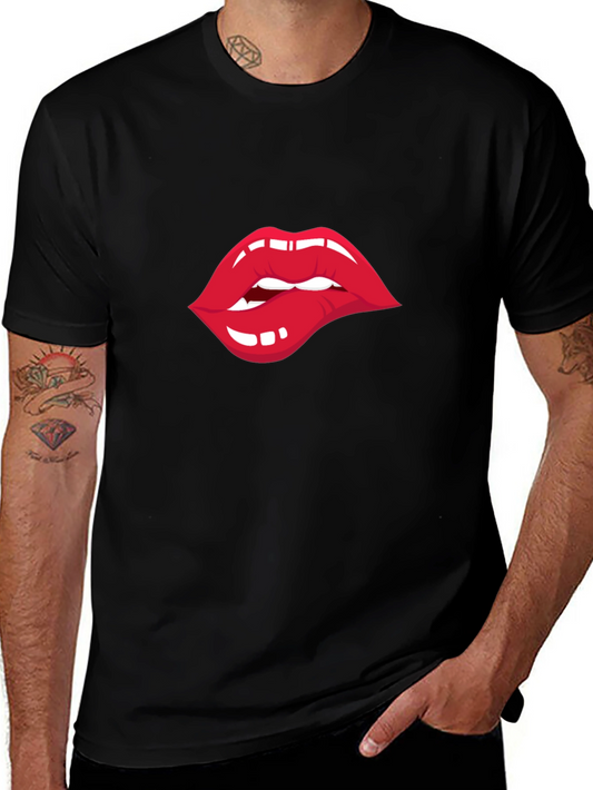 Biting Lips Graphic T-Shirt - Unisex Crew Neck Tee