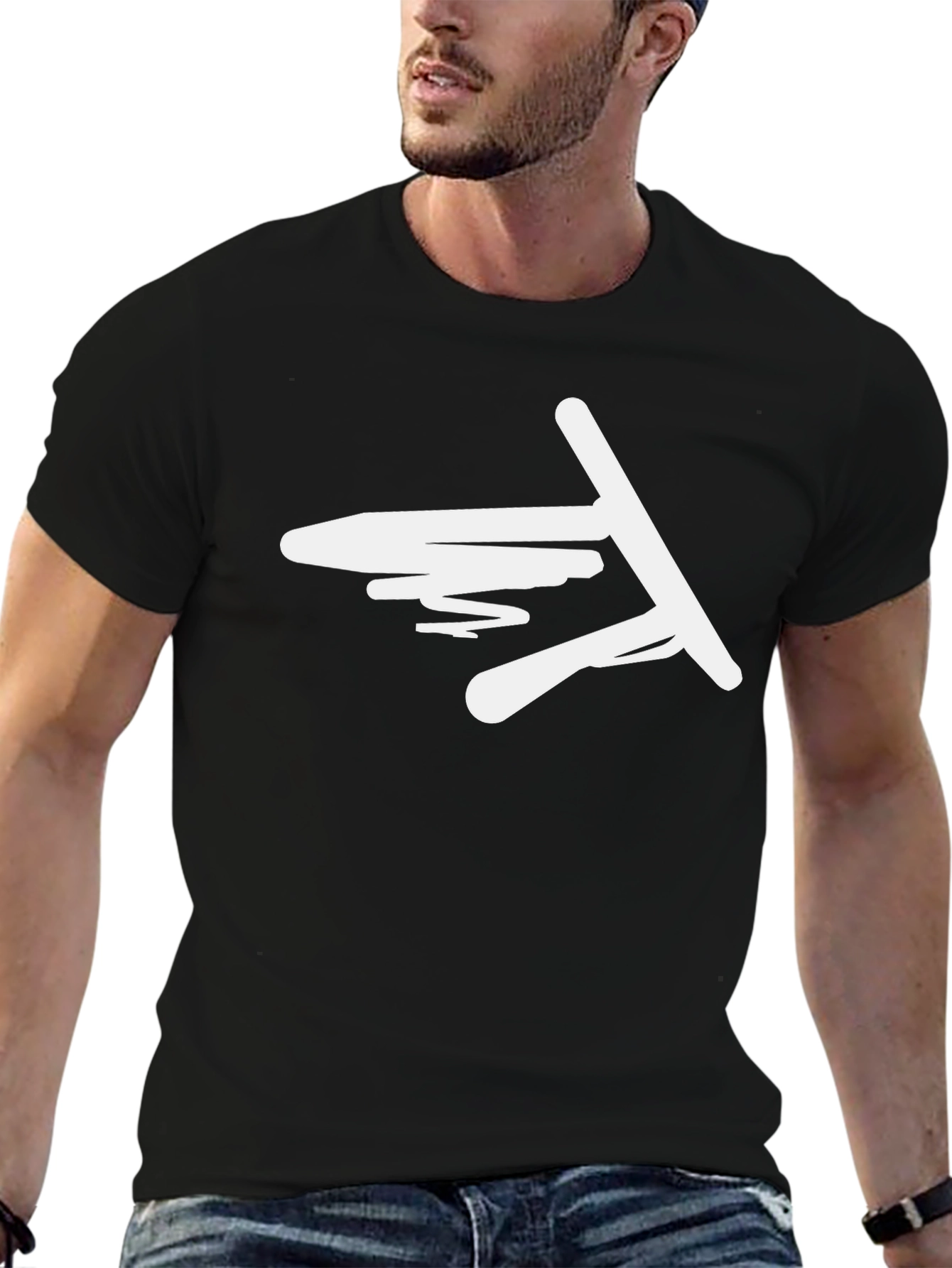 Abstract Graphic Tee - Black Casual Cotton Shirt