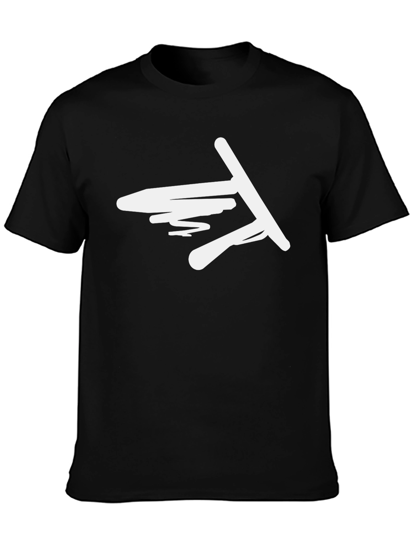 Abstract Graphic Tee - Black Casual Cotton Shirt