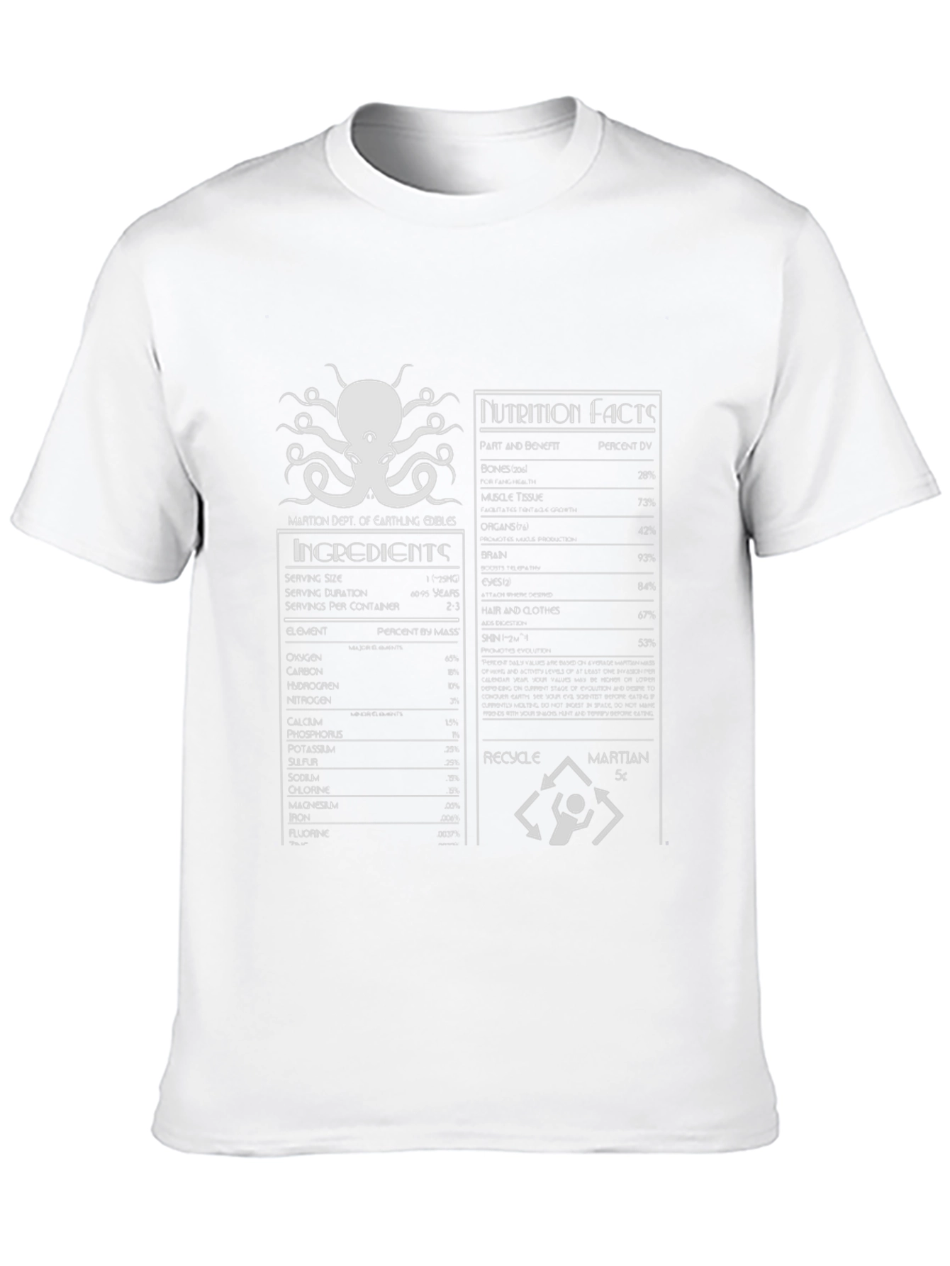 Martian Diet T-Shirt: Earthling Edibles Nutrition Facts