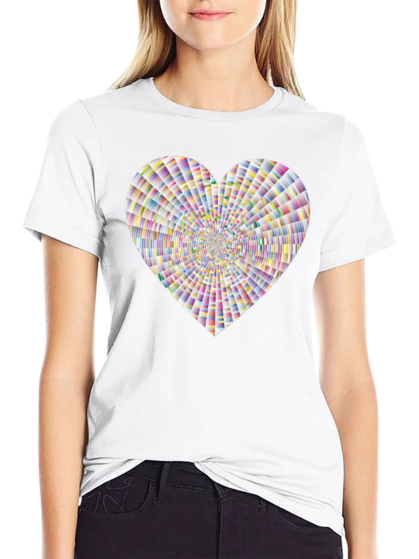 Vibrant Geometric Heart Graphic Tee