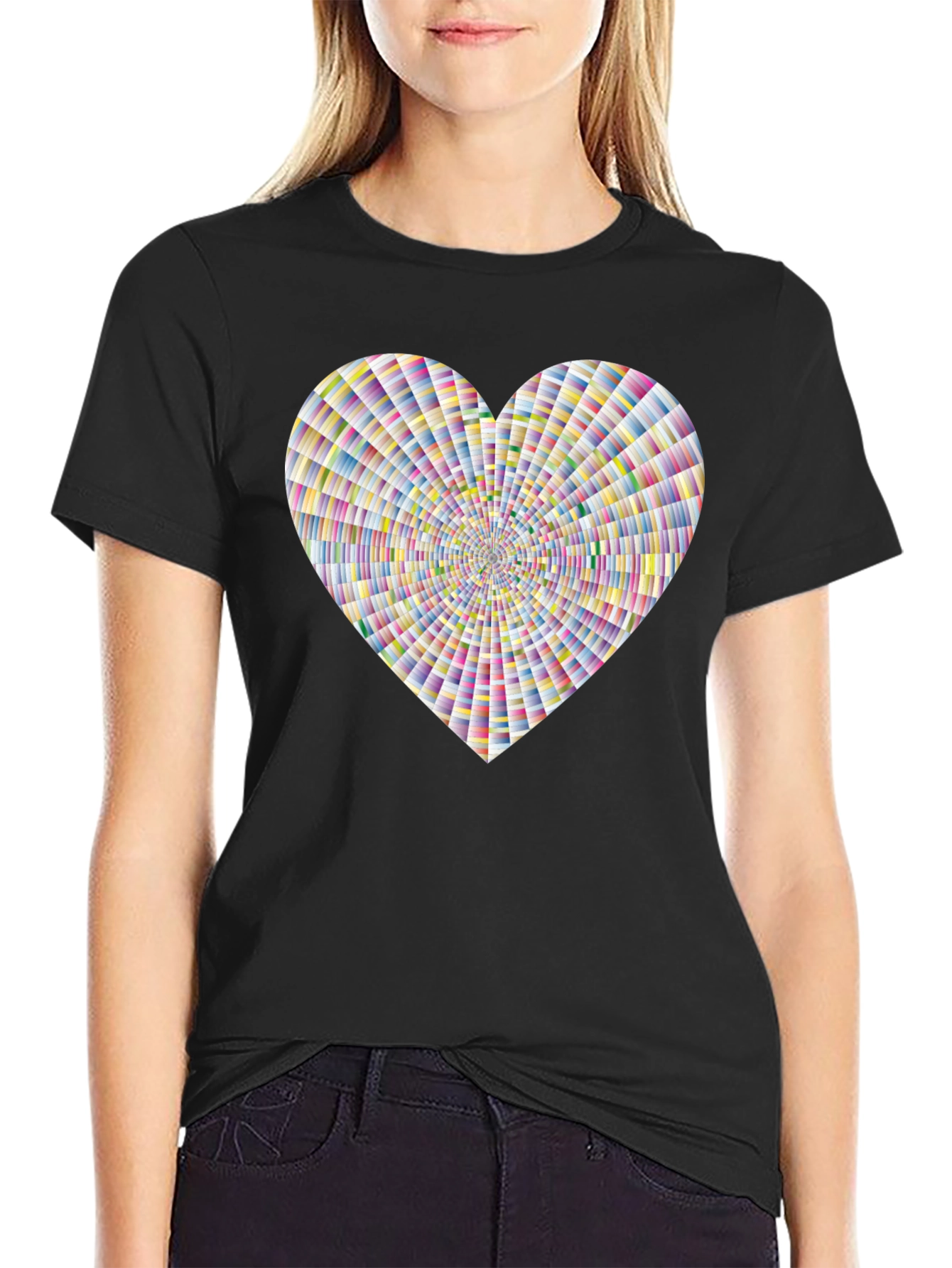Vibrant Geometric Heart Graphic Tee