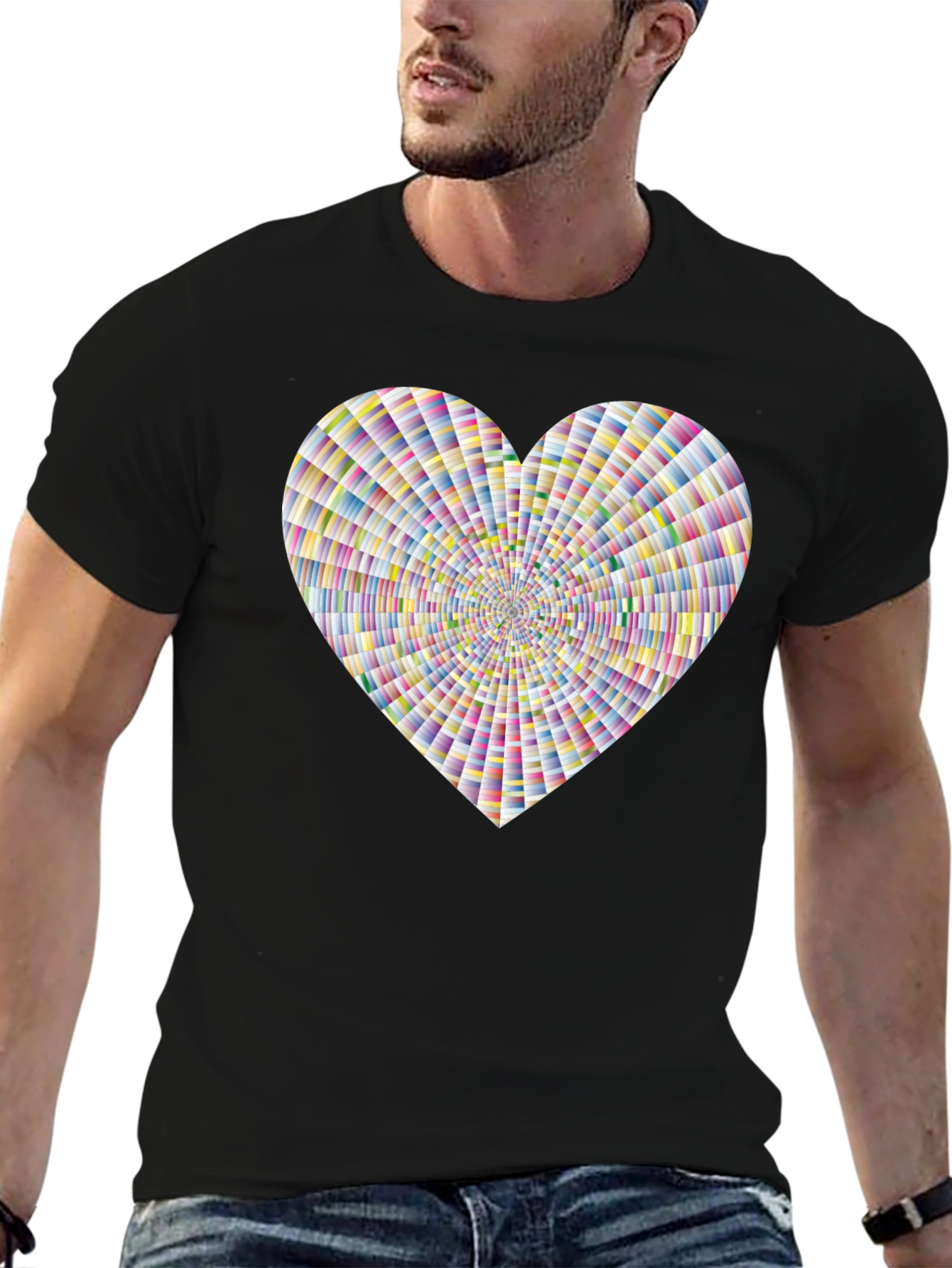 Vibrant Geometric Heart Graphic Tee