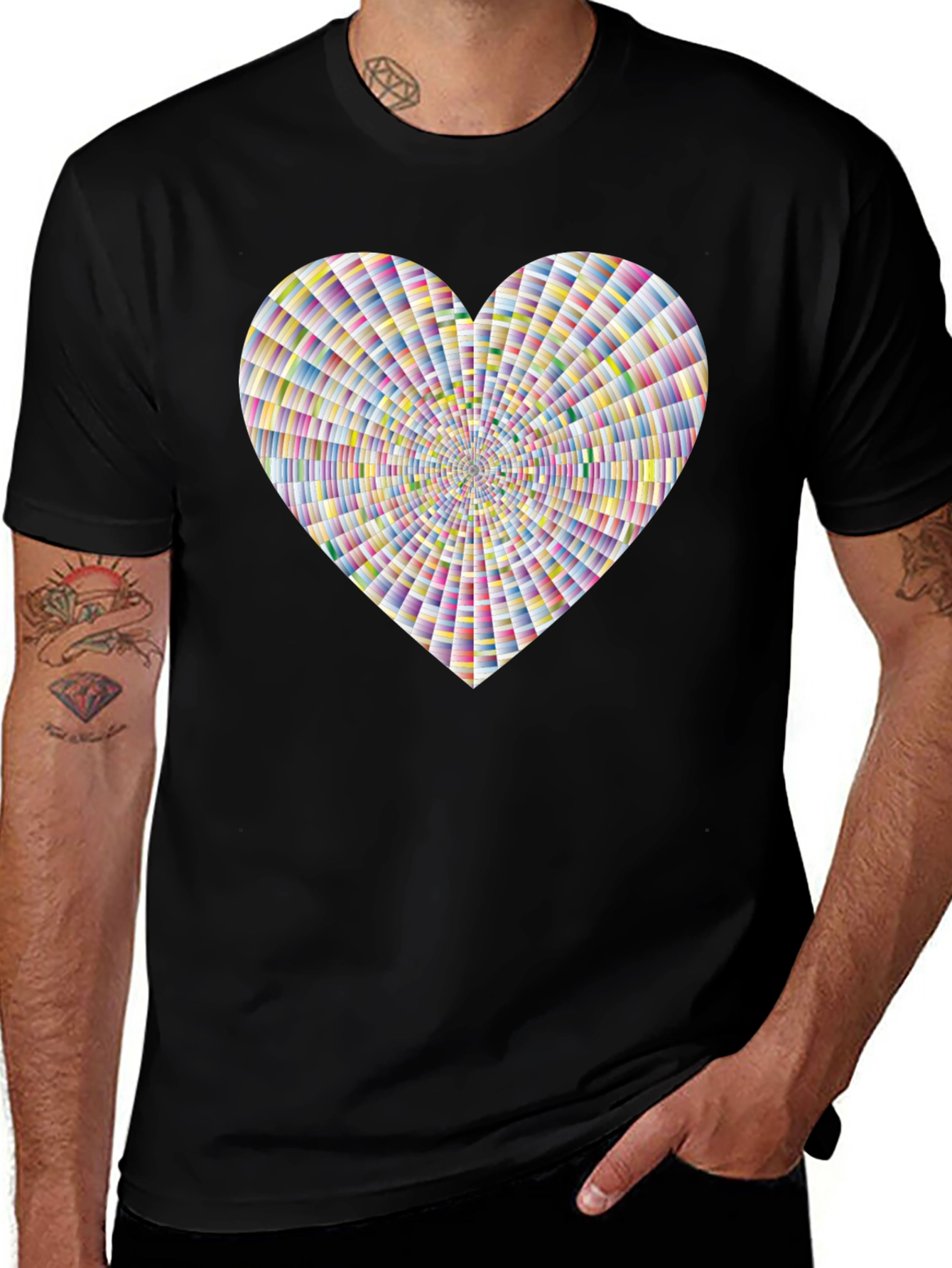 Vibrant Geometric Heart Graphic Tee