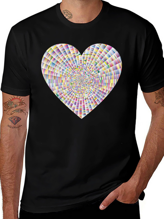 Vibrant Geometric Heart Graphic Tee