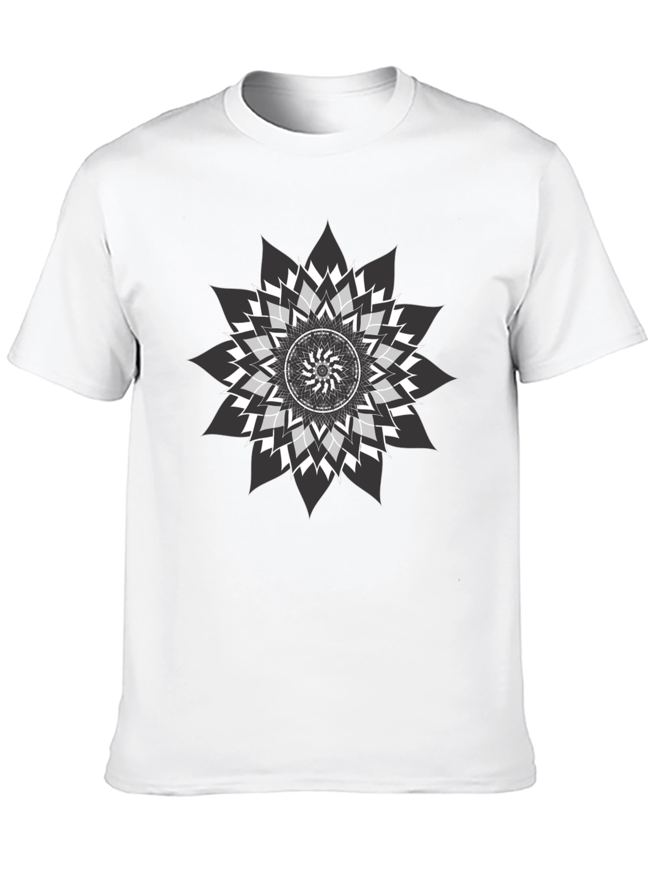 Geometric Mandala Graphic Tee - Black