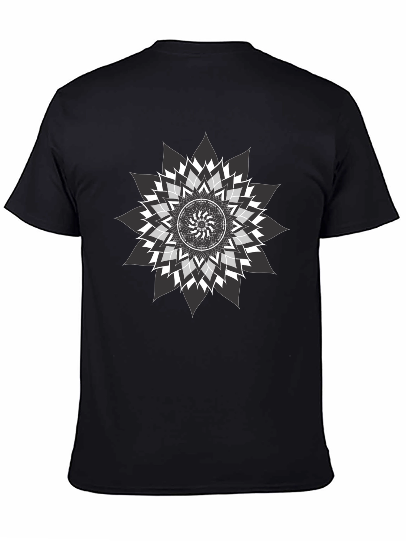 Geometric Mandala Graphic Tee - Black