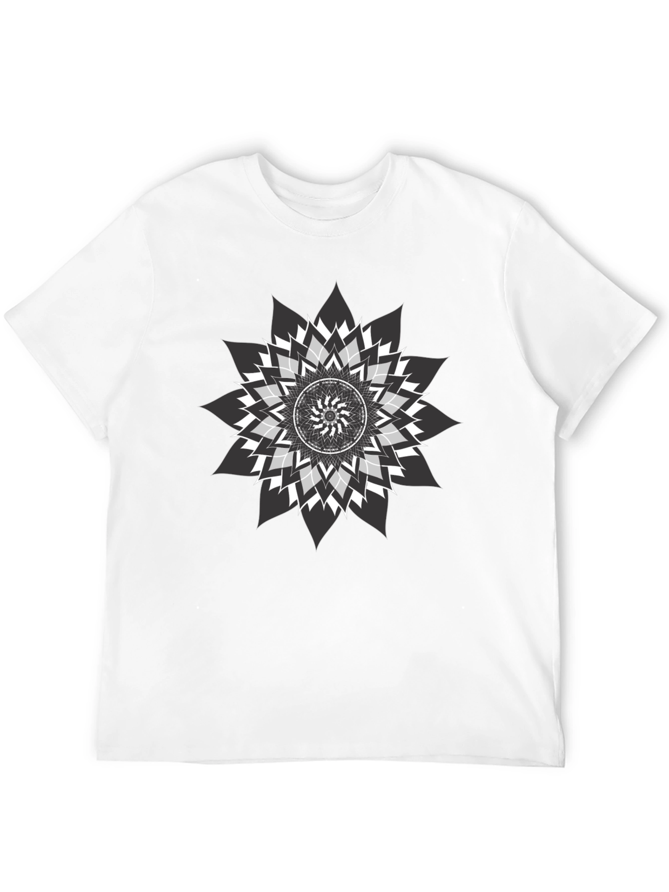 Geometric Mandala Graphic Tee - Black
