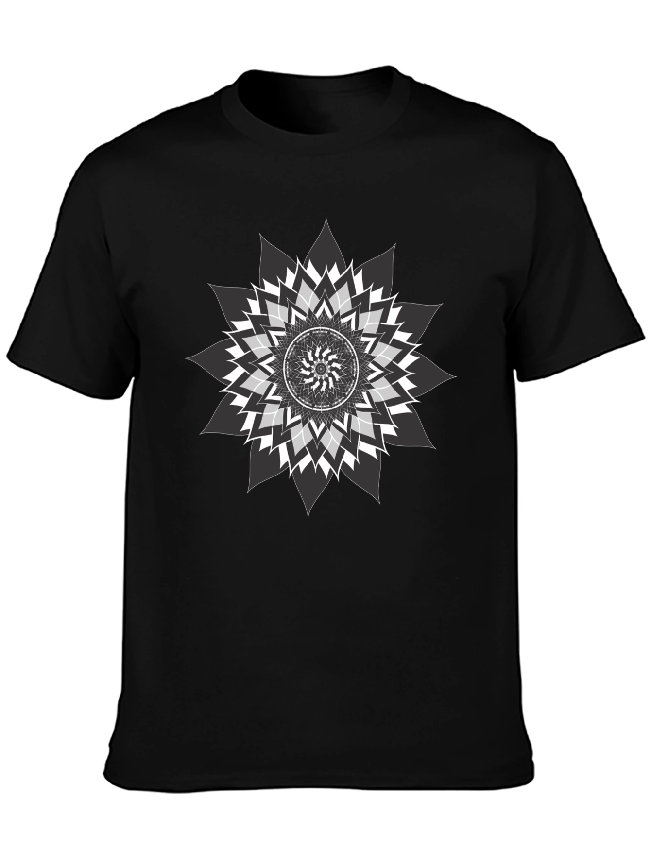 Geometric Mandala Graphic Tee - Black